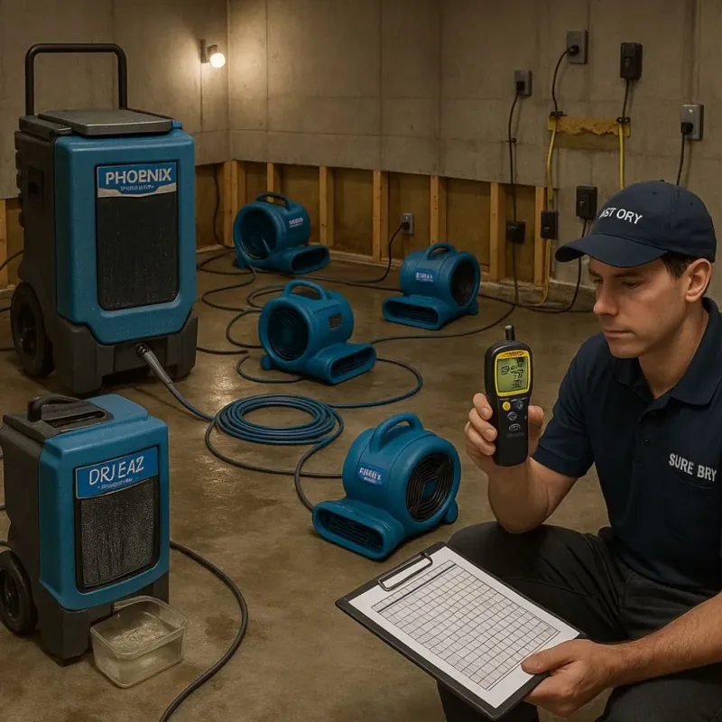 Structural Drying and Dehumidification process in White Cloud, MI